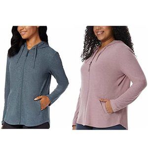 DEFECT 32 Degrees Women's Full Zip 2 Pack Hoodie Teal/Blush Size M $50 ZZ068